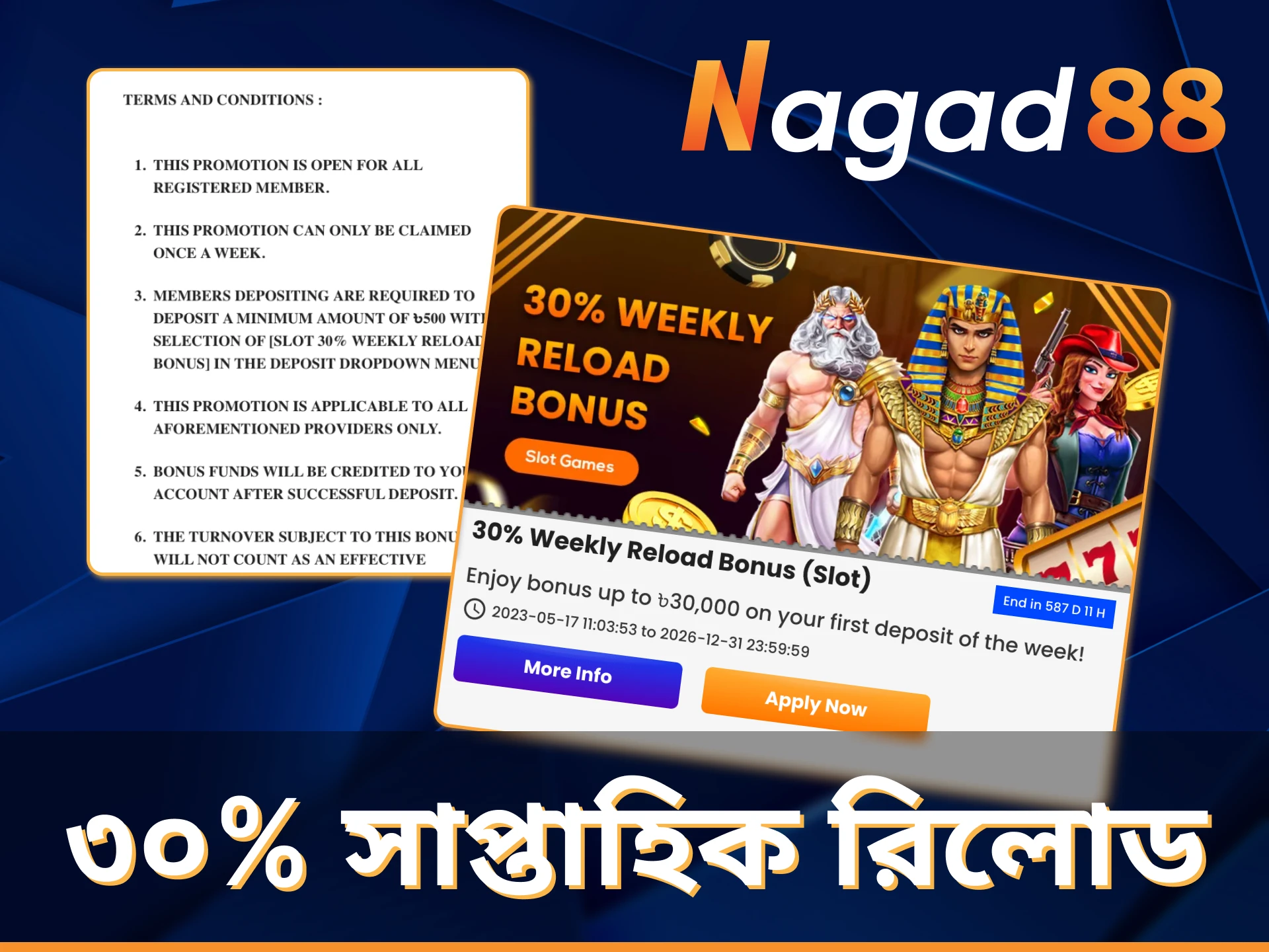 Nagad88 এ সাপ্তাহিক রিলোড ক্যাসিনো বোনাস পান।