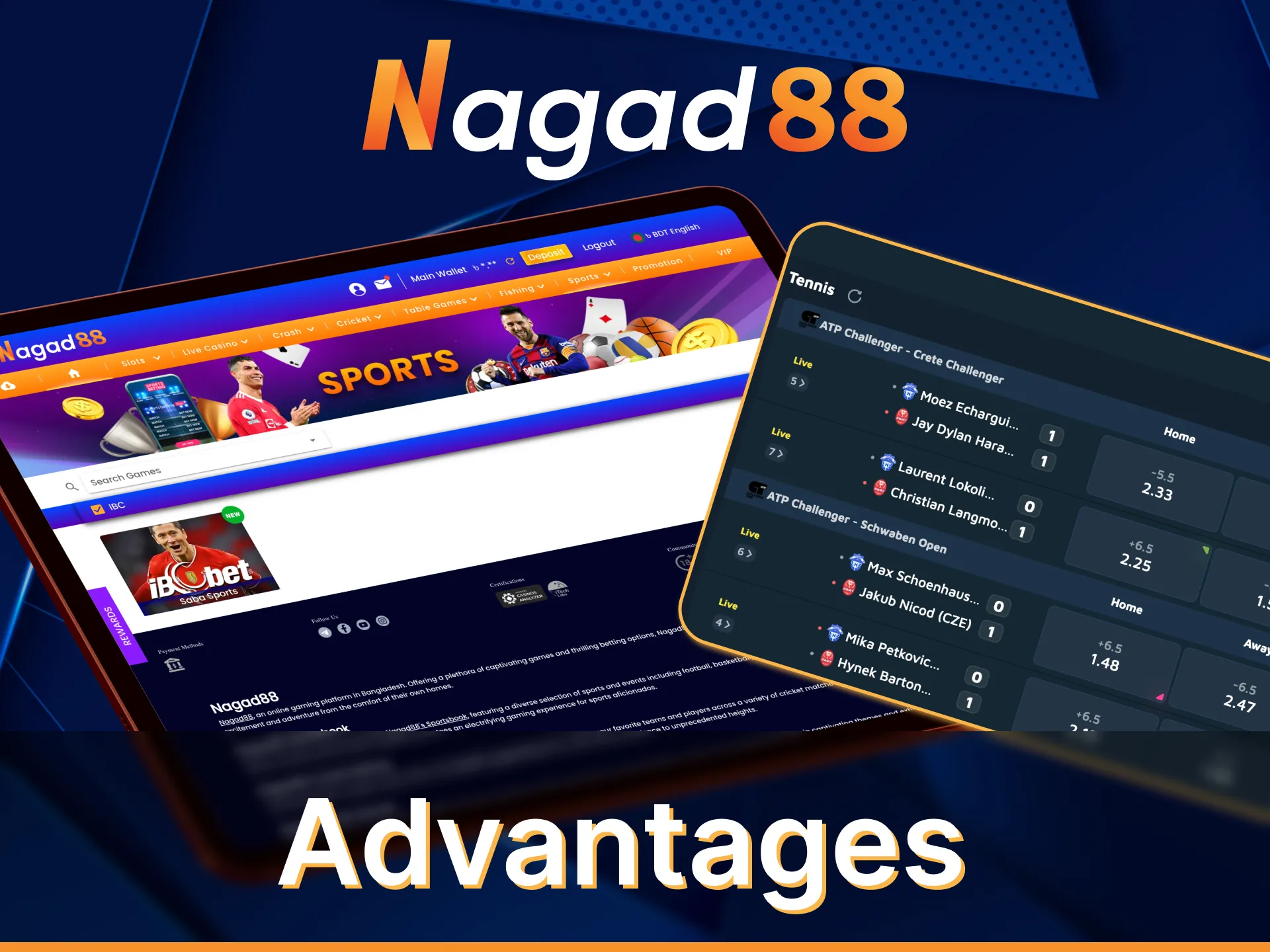 Get best conditions for Nagad88 online tennis betting.